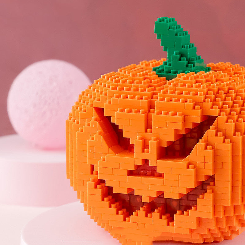 Halloween Decoration Pumpkin Lamp Building Blocks Decoration Micro-particle Assembled Toys