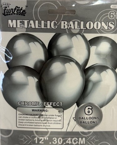 Chrome Metallic Balloons, 6-Pack