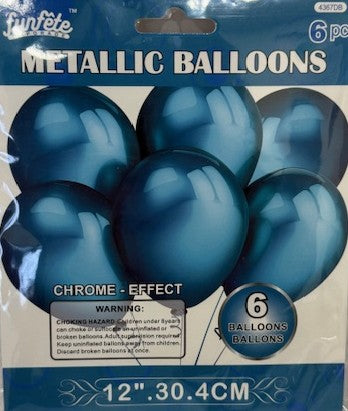 Chrome Metallic Balloons, 6-Pack
