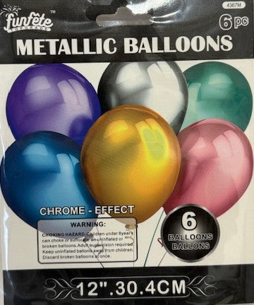 Chrome Metallic Balloons, 6-Pack