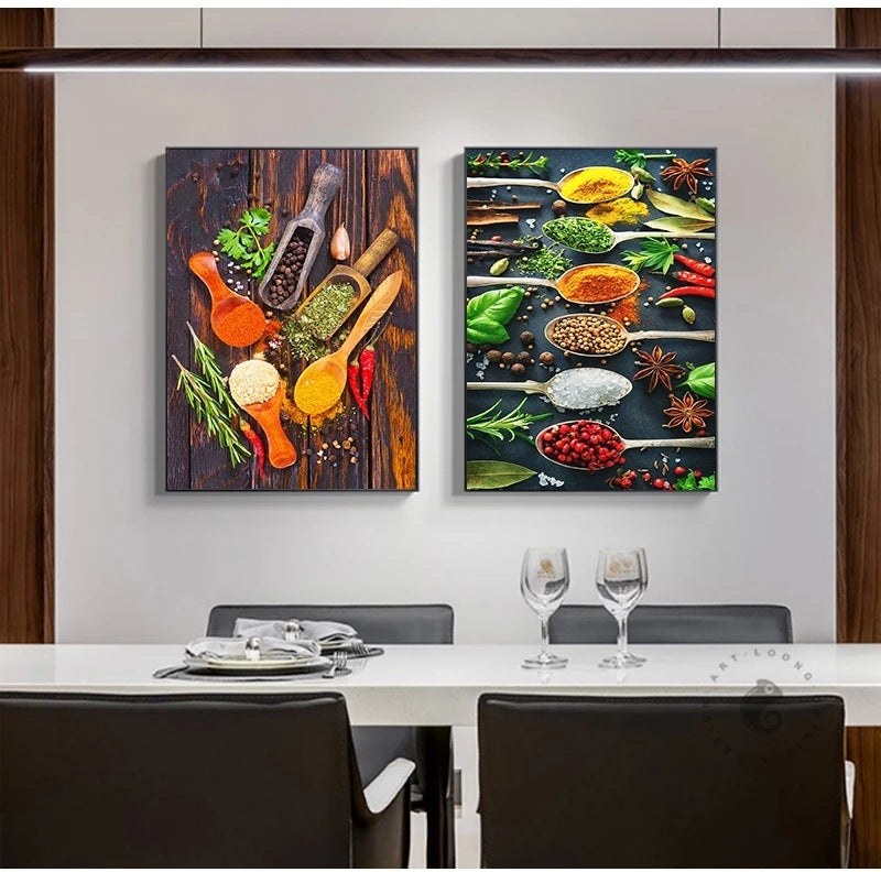 Kitchen Theme Mixed Vanilla And Spice Canvas Painting Poster Canvas Painting Wall Art Kitchen Restaurant Decoration