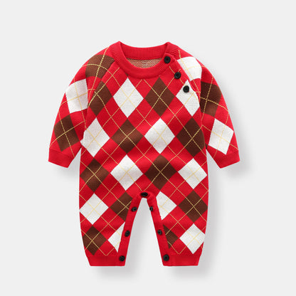 New Year Dress Baby Autumn Clothing Jumpsuit Knitted Sweater