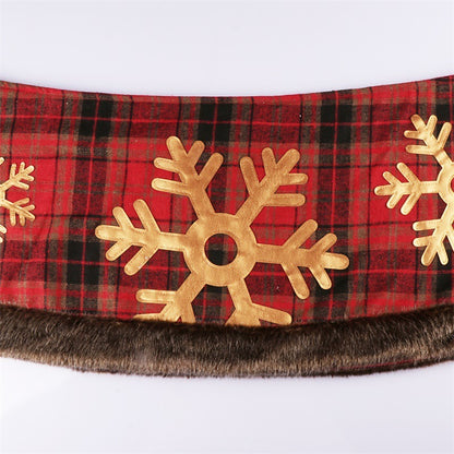 Christmas Tree Skirt Snowflake Plaid Non-woven Decoration