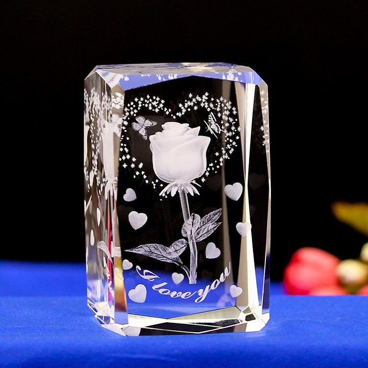 Interior Carving 3D Animal Series Crystal Statue Tourist Souvenir