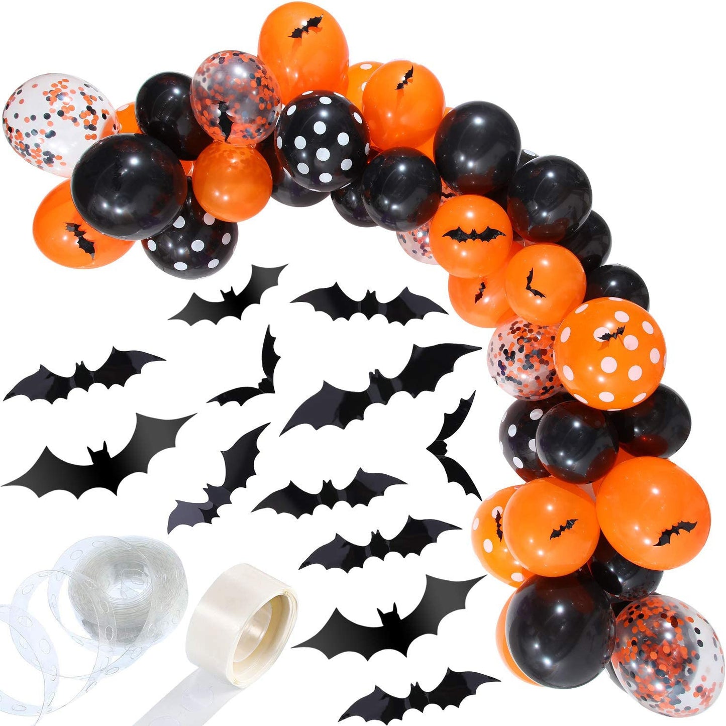 Bat Sticker Halloween Black Orange Party Decoration