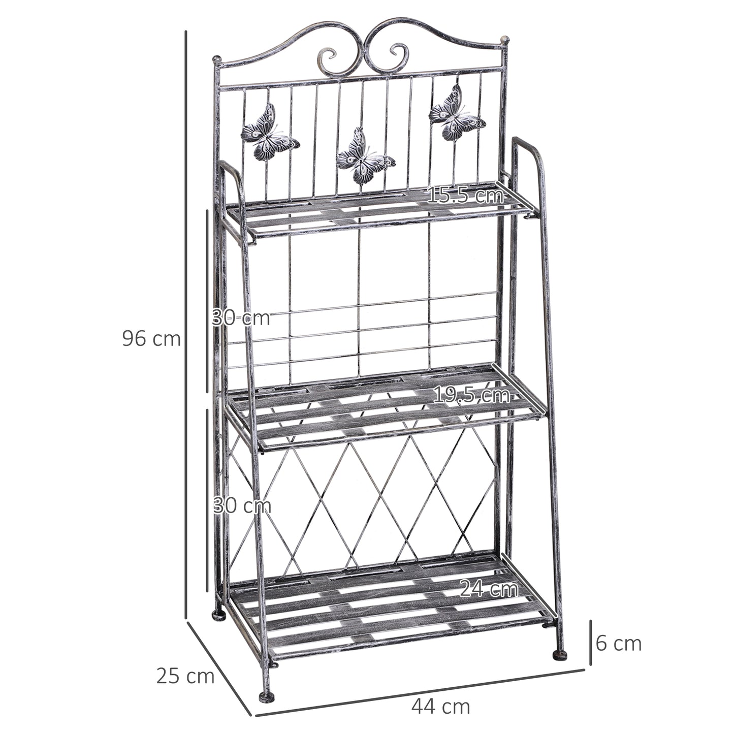 3 Tier Plant Stand Indoor Outdoor, Metal Plant Shelf Flower Display Rack For Potted Plants Garden Balcony Decor, 44 X 25 X 96 Cm