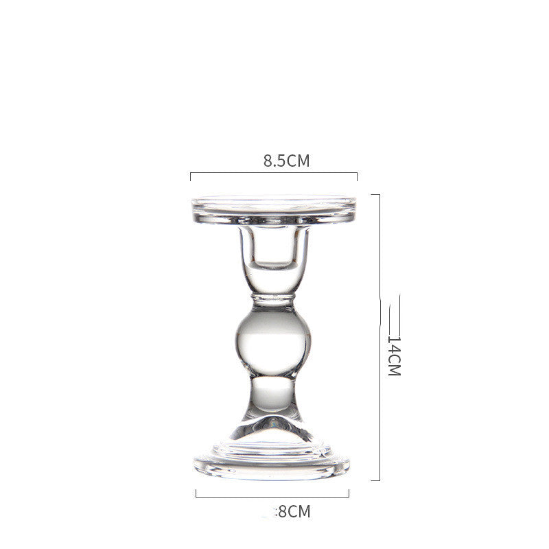 Glass Candle Holder Transparent Glass Set Candle Holder High Foot Crafts Wax Holder