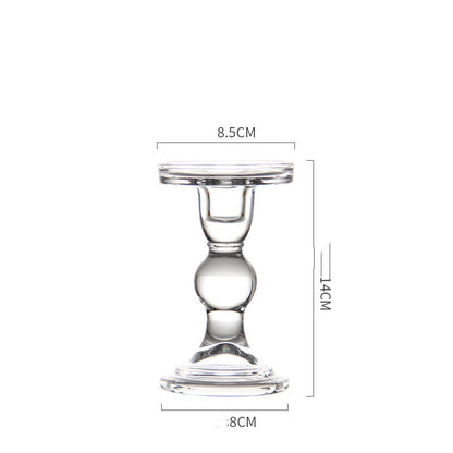 Glass Candle Holder Transparent Glass Set Candle Holder High Foot Crafts Wax Holder