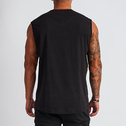 V-neck Sleeveless Solid Color T-shirt Vest Outdoor Training Running Leisure Sports
