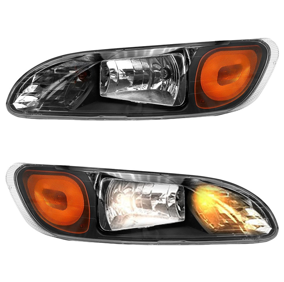 2005-2016 Peterbilt 386 American Version Headlights, Halogen Assembly, Black Version
