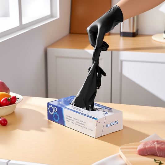 Black Nitrile Disposable Gloves 4.5 Mil Latex & Powder-Free 100 Count Size M