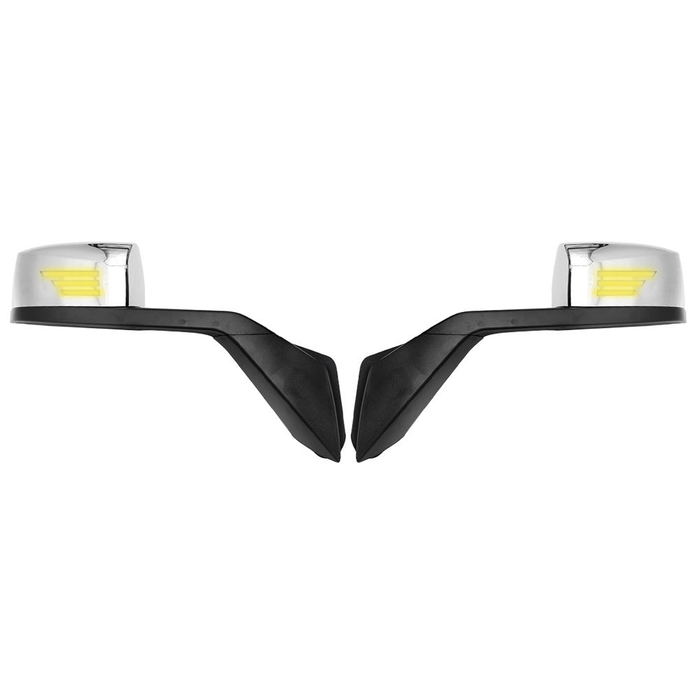 Chrome Hood Mirrors LH&RH Pair For Volvo VNL 2004-2017 With Turn Signal Lights