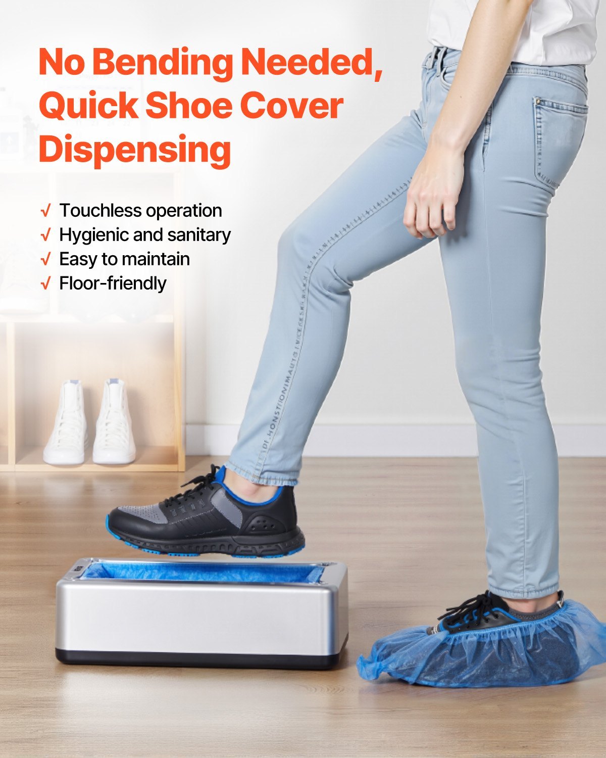 Shoe Cover Dispenser Fits Up To US 11 With  Disposable Plastic Covers