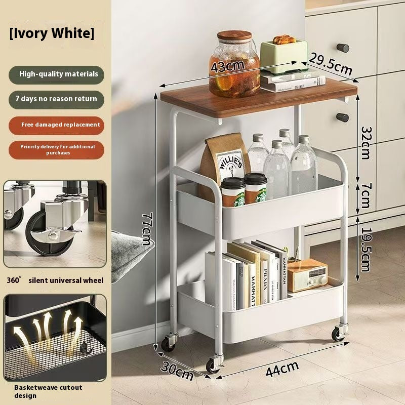 Removable Double-layer Coffee Table Trolley Living Room Sofa Storage Table