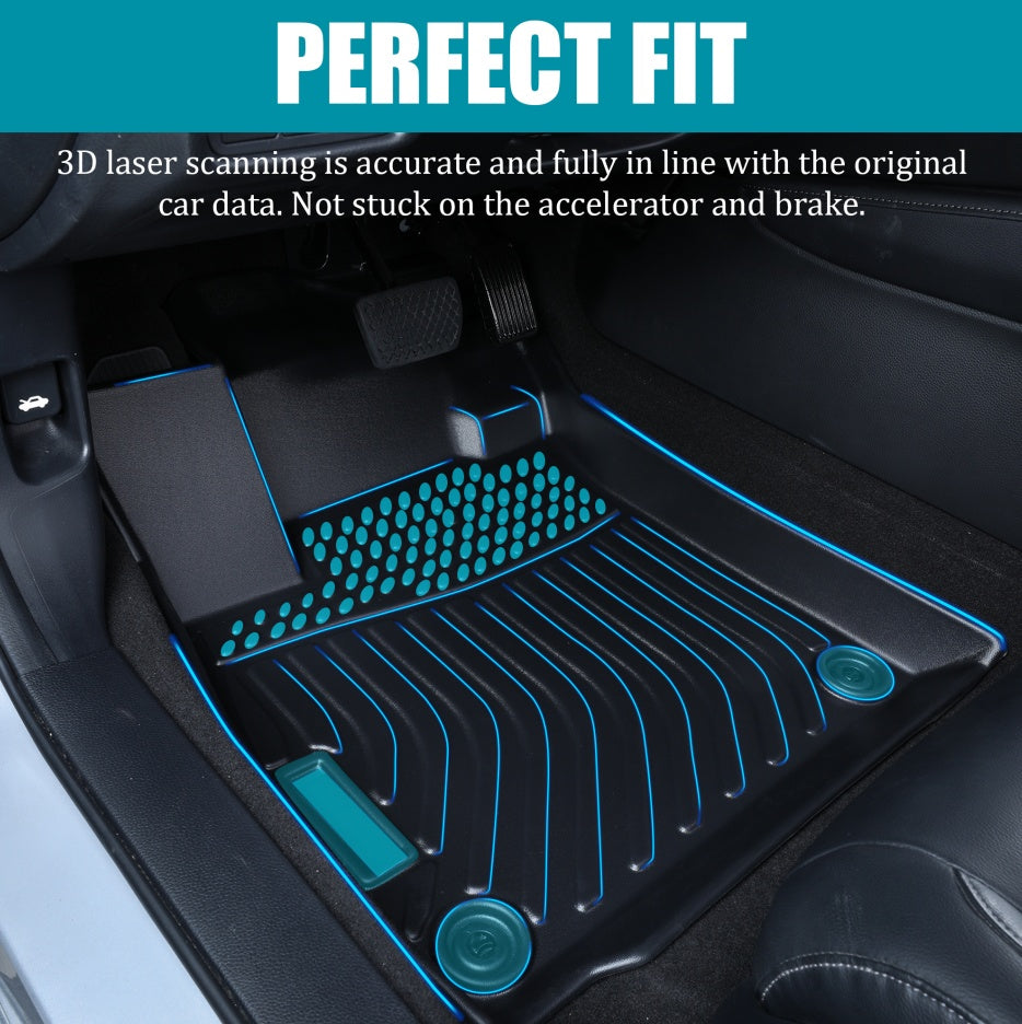 Car Floor Mats For 17-20 Hyundai Elantra No Fit GT All-Weather TPE Rubber Black
