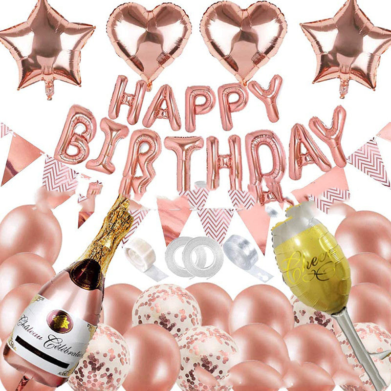 Happy New Year Foil Balloon Champagne Bottle Rose Gold