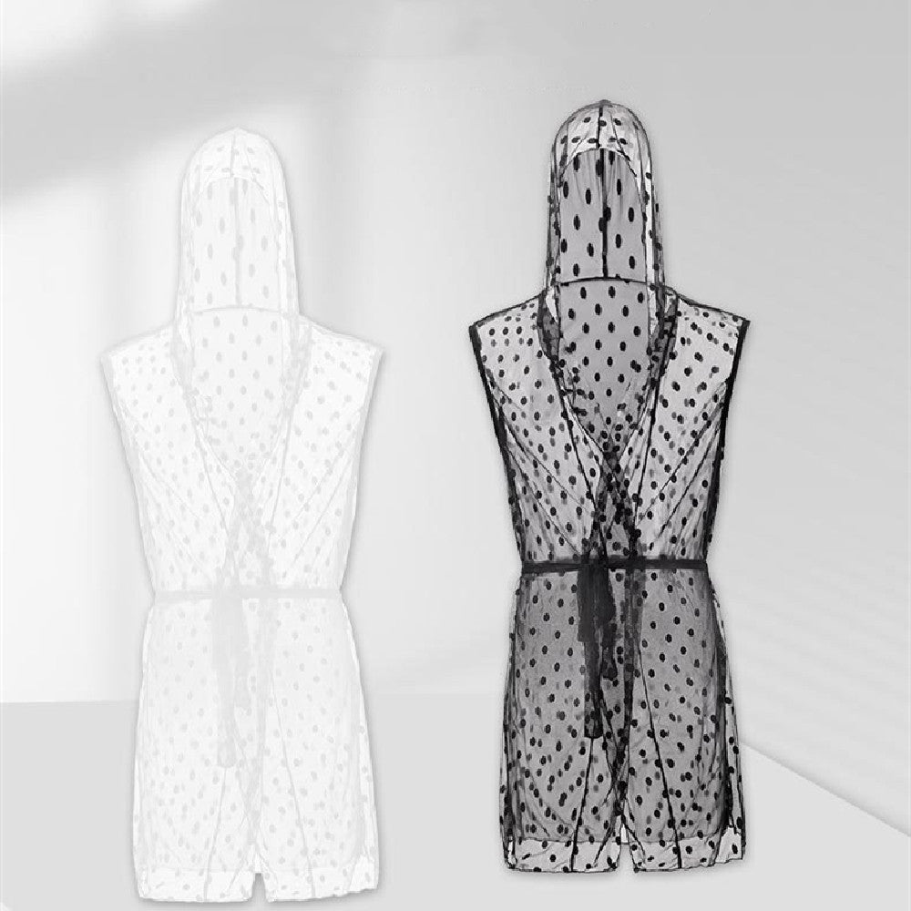 Men's Transparent Fashion Lace Mesh Bathrobe