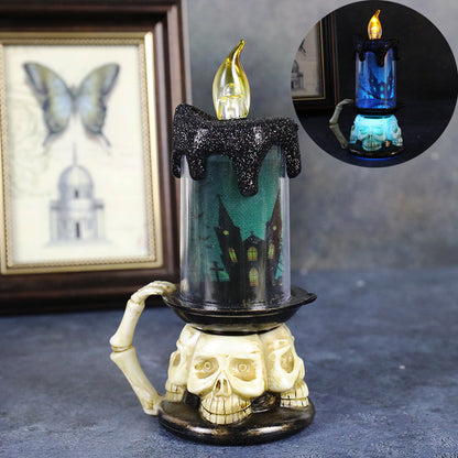 Halloween Decoration Props Skull Pumpkin Candle Light LED Glowing