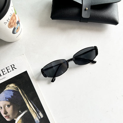 Retro Metal Oval Cats' Eye Sunglasses Female UV Sun Glasses