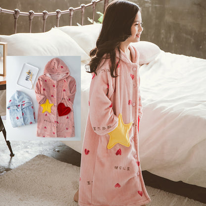 Children's Nightgown Girl Flannel Bathrobe Warm