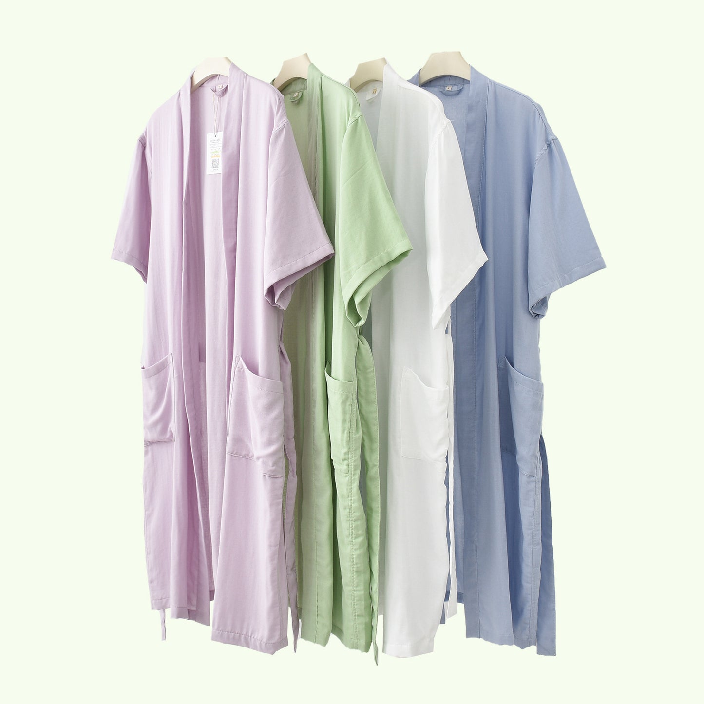 Bamboo Cotton Short-sleeved Bathrobe Women's Bathrobe Night-robe Pajamas
