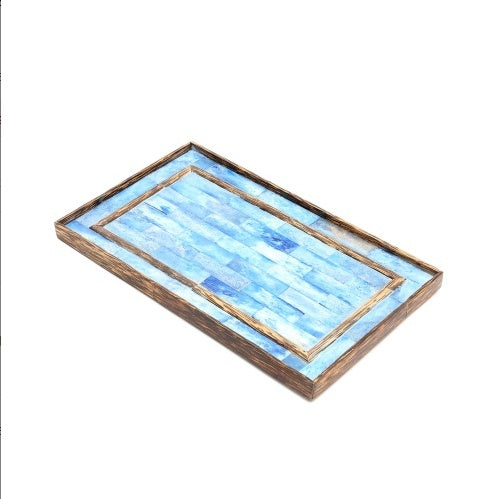 Ribaldi Handmade Bone Inlaid Wooden Tray  Decor & Serving Tray
