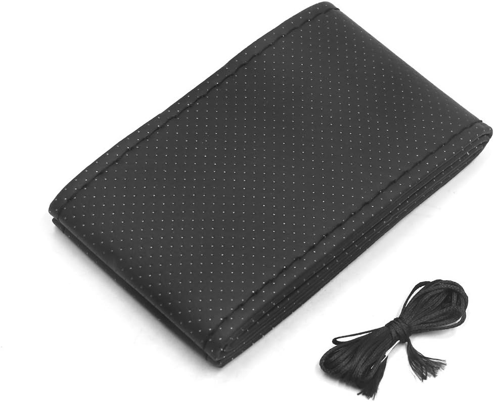 Genuine Leather DIY Car Steering Wheel Cover Anti-slip For Cm Black US