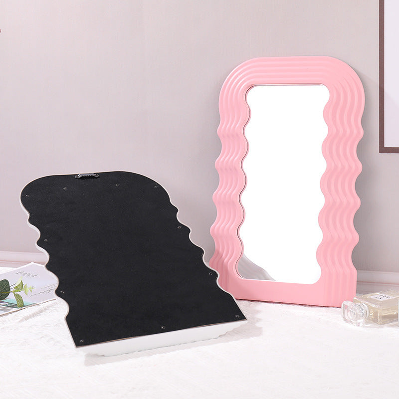 Ins Desktop Bathroom Porch Decoration Special-shaped Wave Mirror