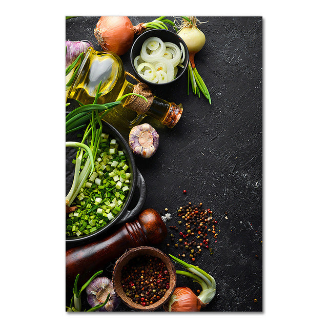 Kitchen Theme Mixed Vanilla And Spice Canvas Painting Poster Canvas Painting Wall Art Kitchen Restaurant Decoration