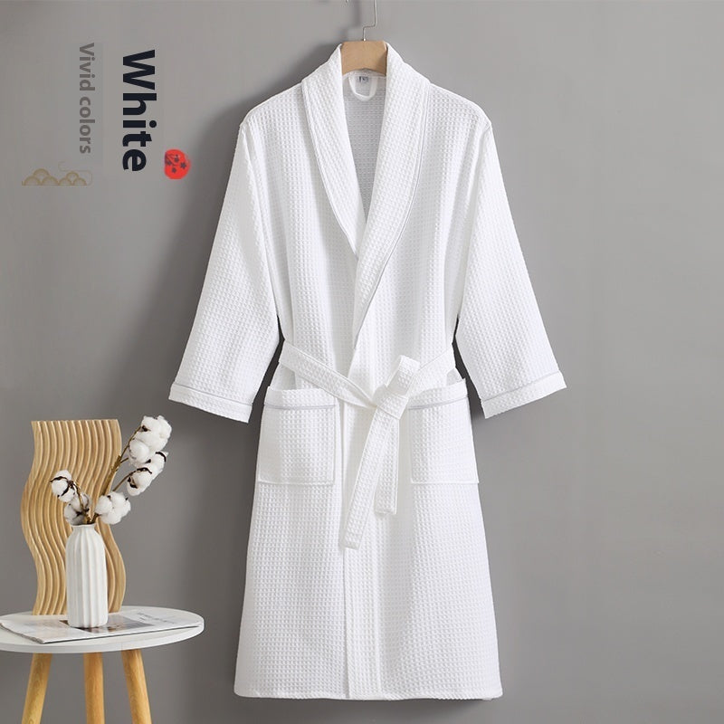 Four Seasons Pure Cotton Waffle Bathrobe Water-absorbing Quick-drying Bathrobe