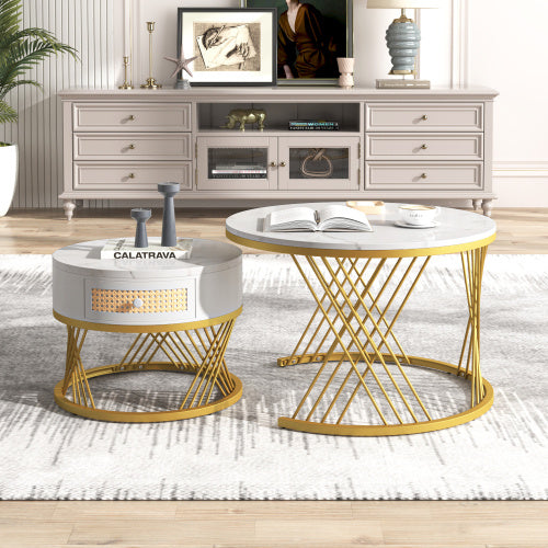 Fibreboard Metal Round Coffee Table