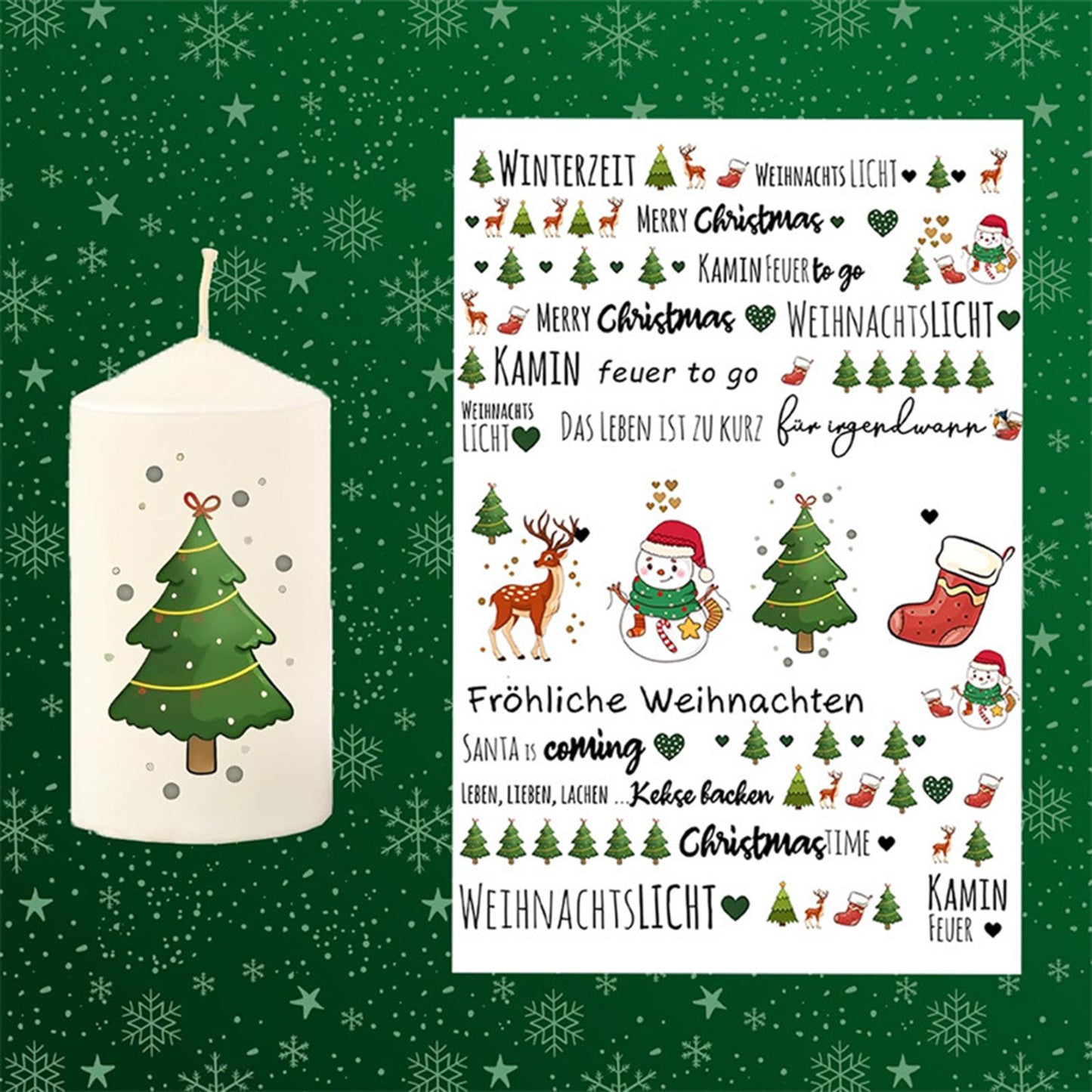 Christmas Candle Sticker Decoration Tattoo Sticker Decoration