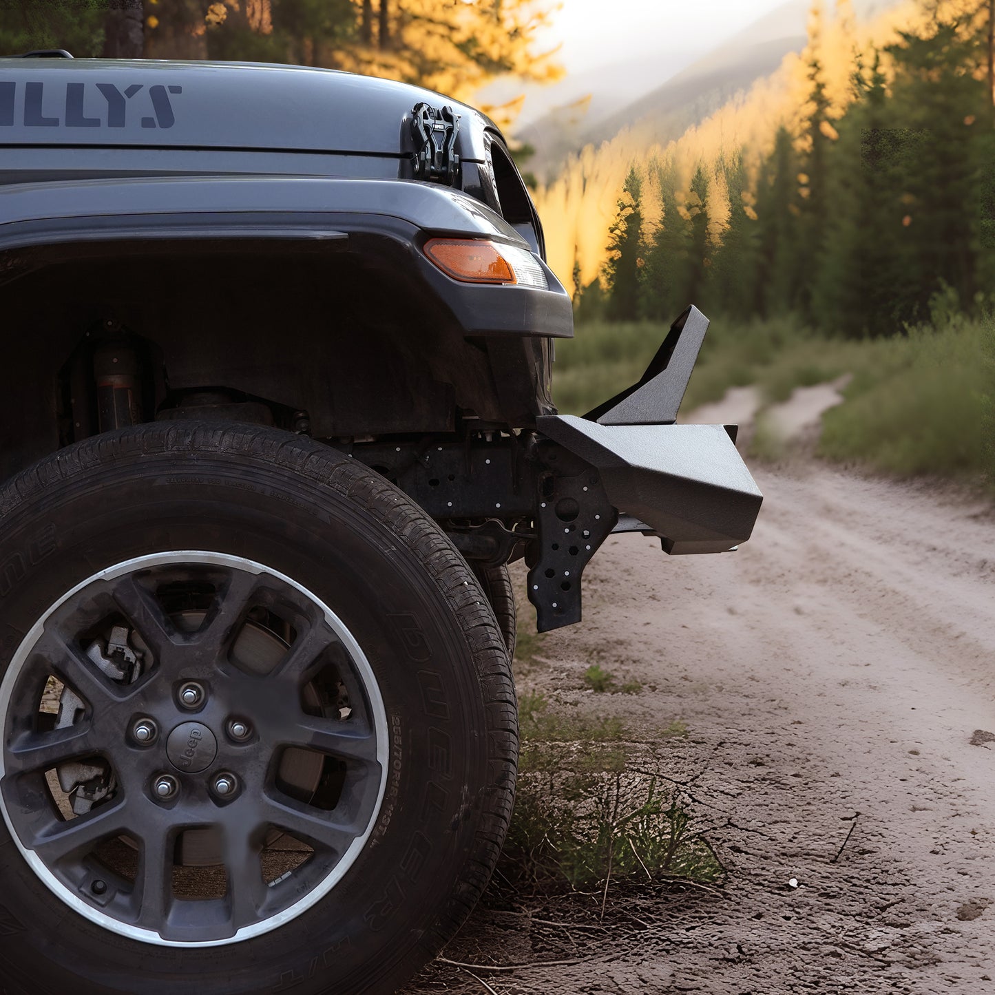 X Style Front Bumper With Winch Plate Compatible For Wrangler JK 2007-2018 , Heavy Duty Black Textured Manganese Steel Construction, Perfect For On And Off-Road Used