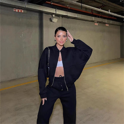 Women's European And American Leisure Cardigan Pants Two-piece Set