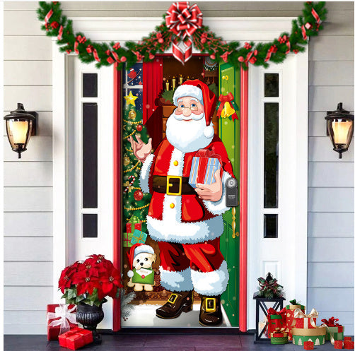 Christmas Forest Background Fabric Door Shelter Door Hanging New Year Party Decoration