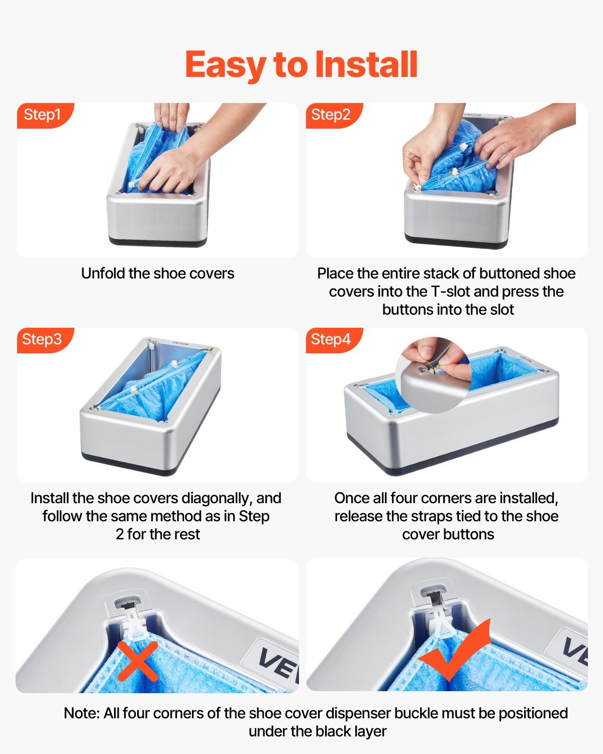 Shoe Cover Dispenser Fits Up To US 11 With  Disposable Plastic Covers