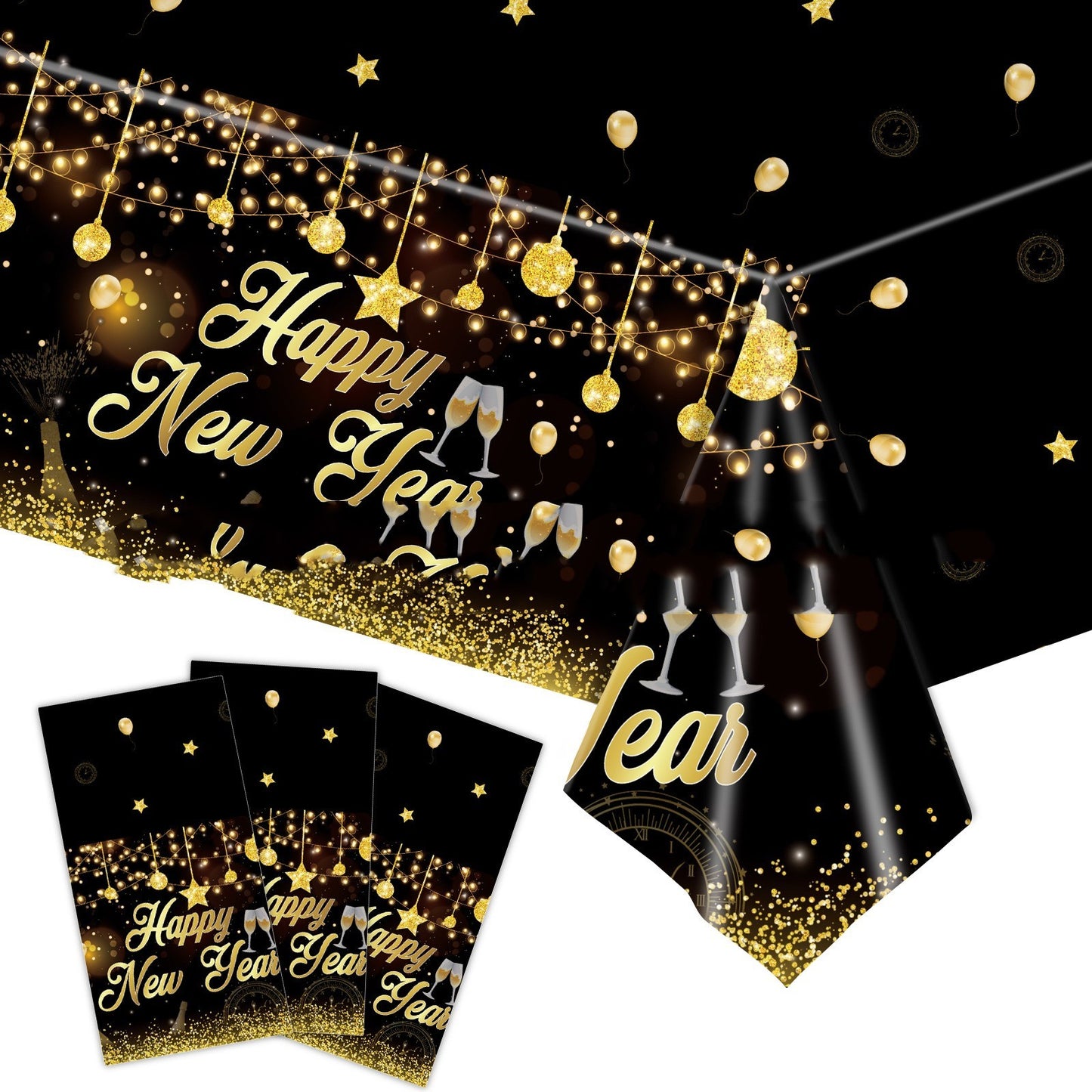 Happy New Year Tablecloth Decoration Disposable