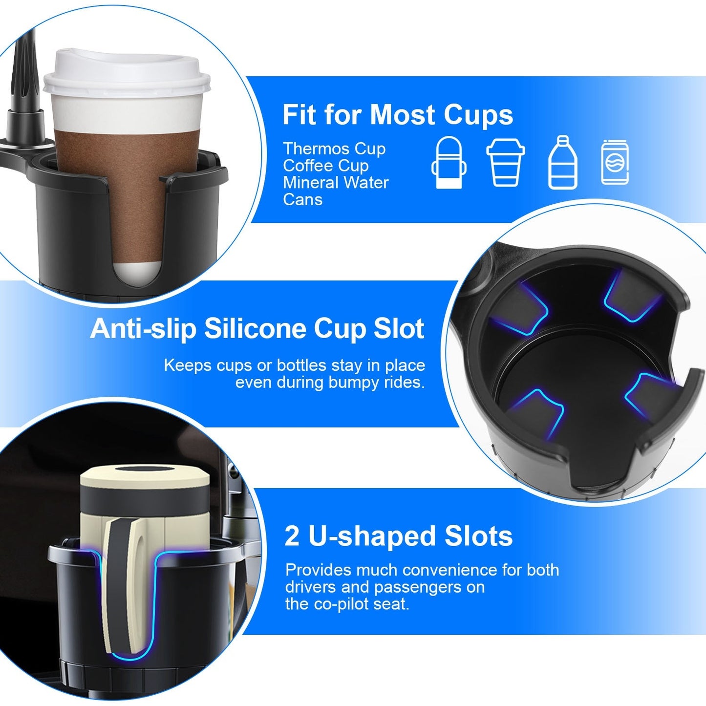 1Pc 2 In 1 Car Cup Phone Holder Automotive Drink Holder With 360 Degree Rotating Gooseneck Phone Mount Adjustable Base Fit For Most Phones Cups Vehicles