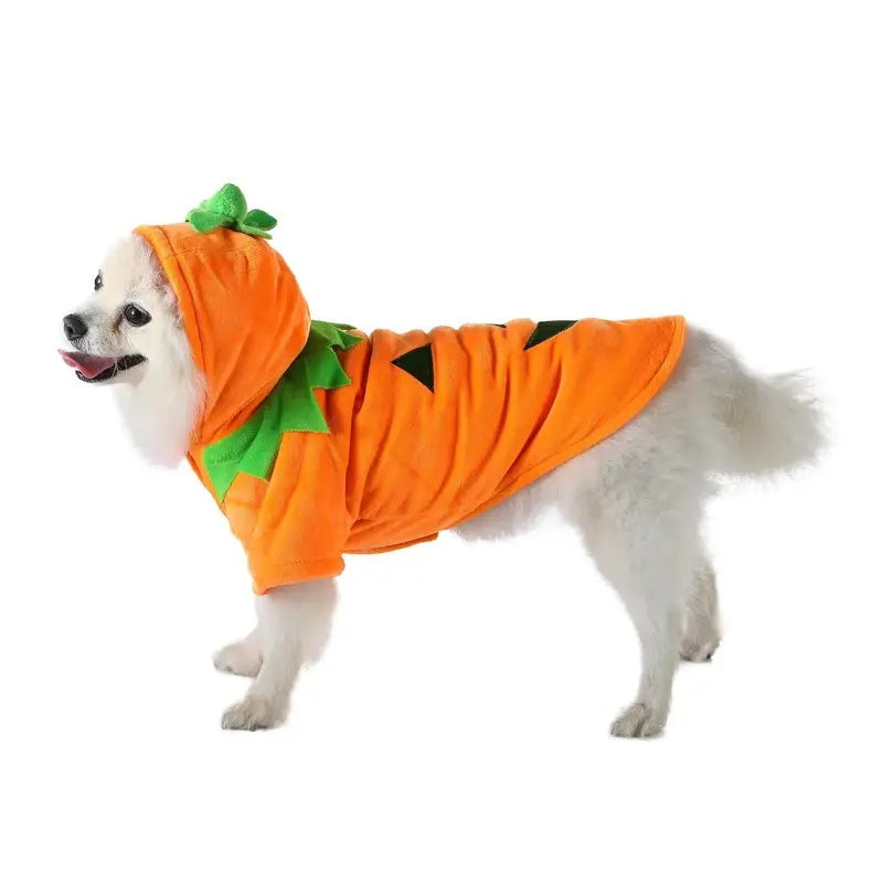 Dog Hoodie Cute Funny Halloween Style Pumpkin Cosplay Costume Warm Puppy Fleece Clothes