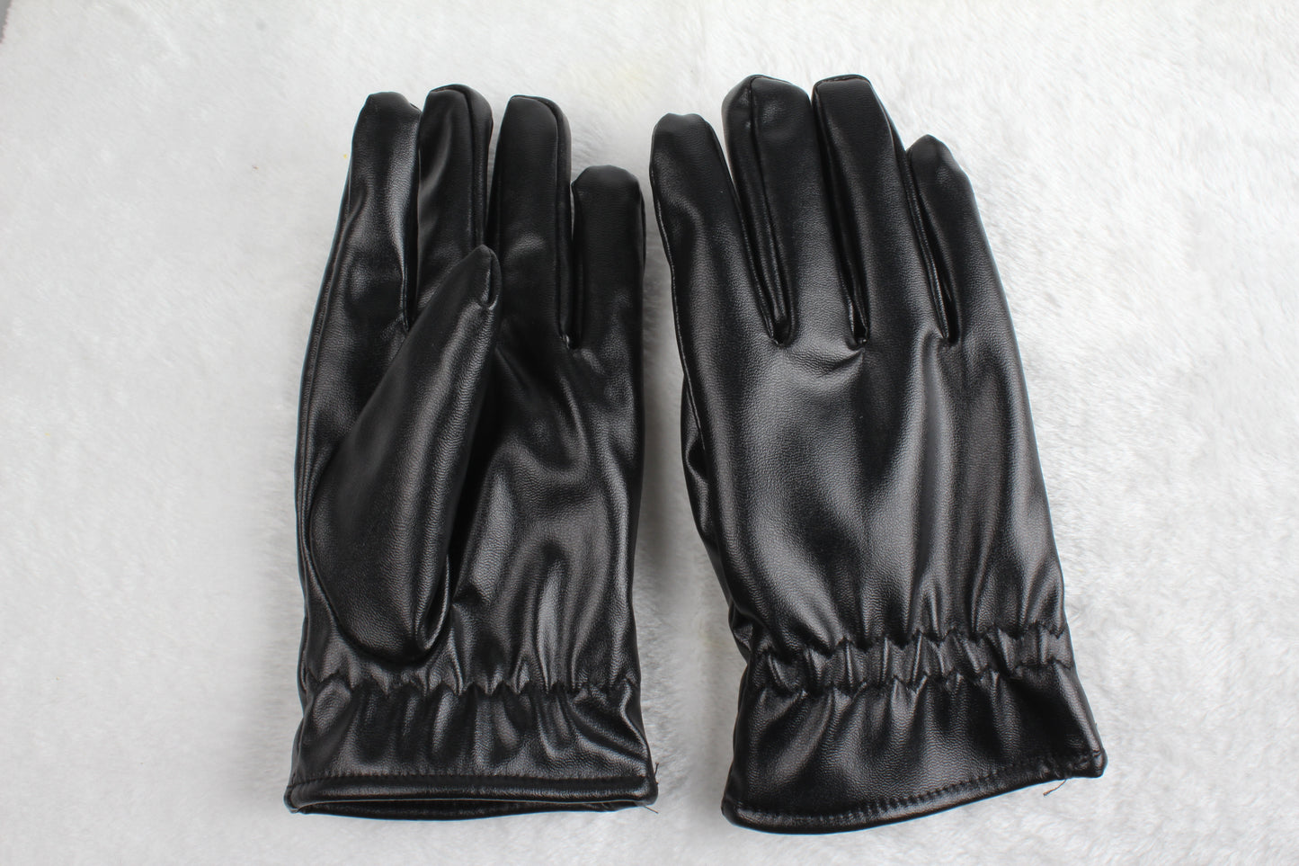 1Pair Unisex Black Leather Gloves Winter Warm Windproof High Quality Soft Gloves Outdoor Cycling Skiing Running Motorbike Gloves