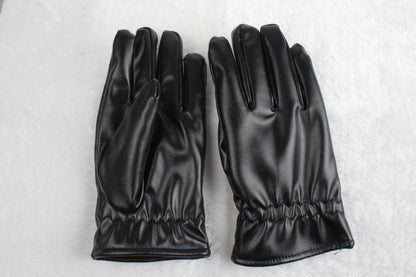 1Pair Unisex Black Leather Gloves Winter Warm Windproof High Quality Soft Gloves Outdoor Cycling Skiing Running Motorbike Gloves