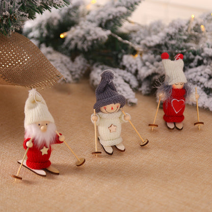 Creative Christmas Decoration Wooden Ski Doll