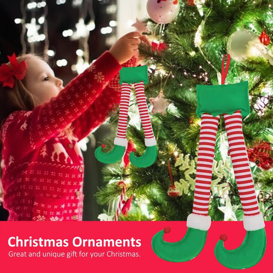 Christmas Elf Legs Decoration Car Trunk Decoration Fabric Red Stripes Big Curved Legs New Year Gift Christmas Ornaments