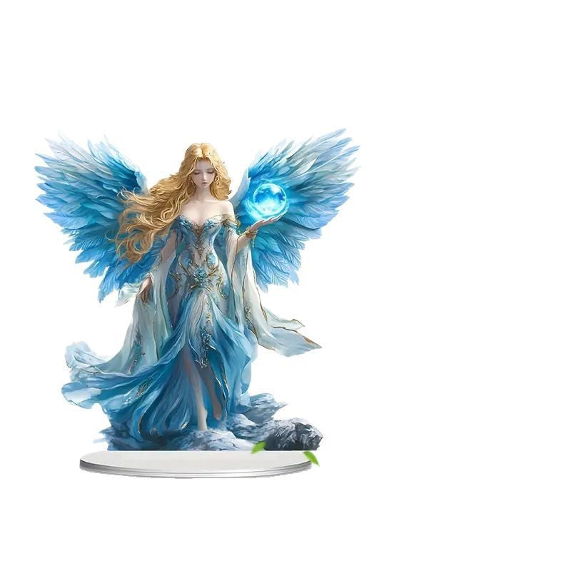Guardian Angel Statue Acrylic Desktop Decoration With Base Decoration Office Holiday Decoration