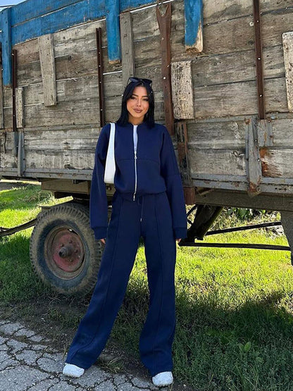 Women's European And American Leisure Cardigan Pants Two-piece Set