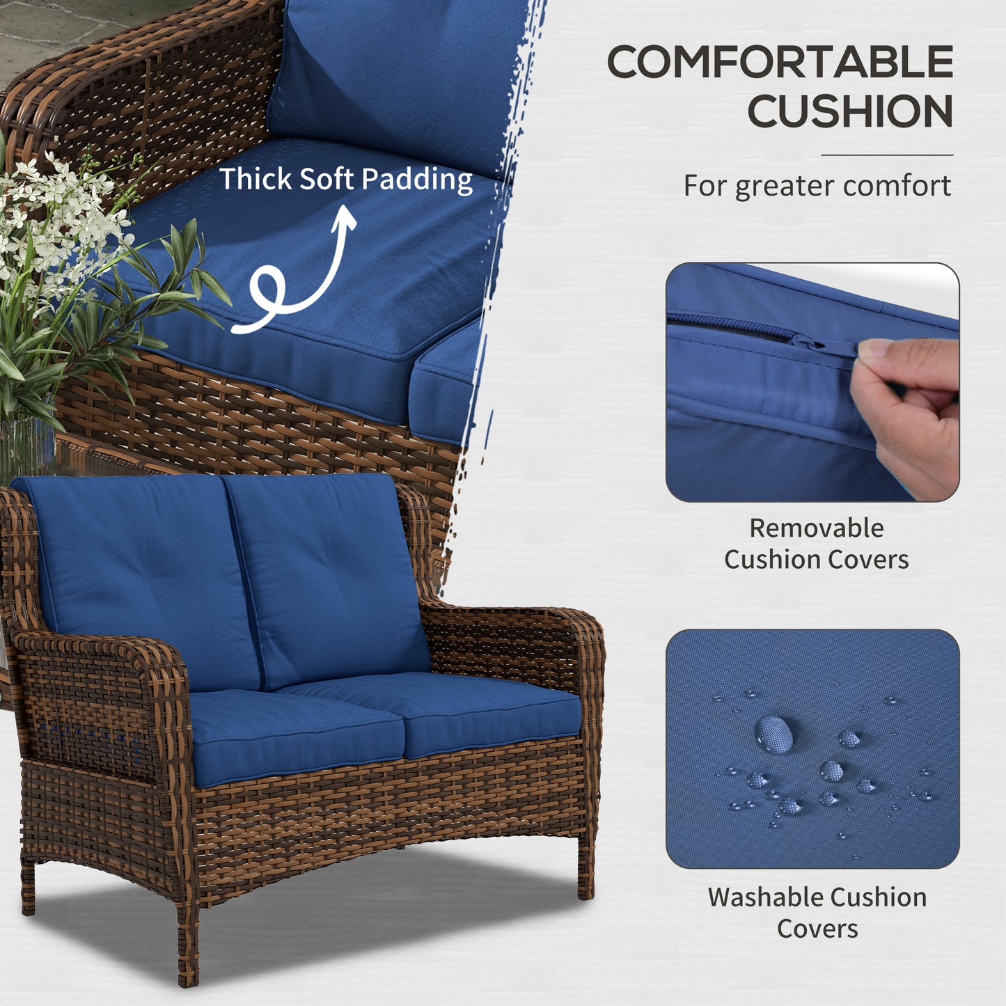 4 Piece PE Outdoor Patio Furniture Set