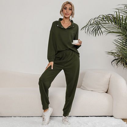 Leisure Sports Suit Solid Color Sweater Two Piece Set