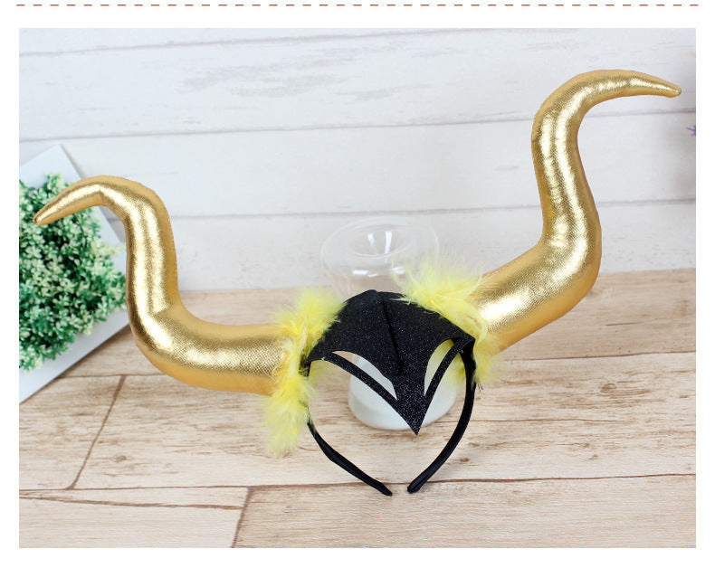 Halloween Ghost Festival Decoration Headdress Dance Party Props Large Horn Headdress