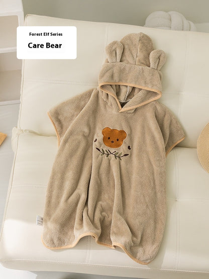 Coral Fleece Children's Bathrobes Cartoon Cloak Wearable