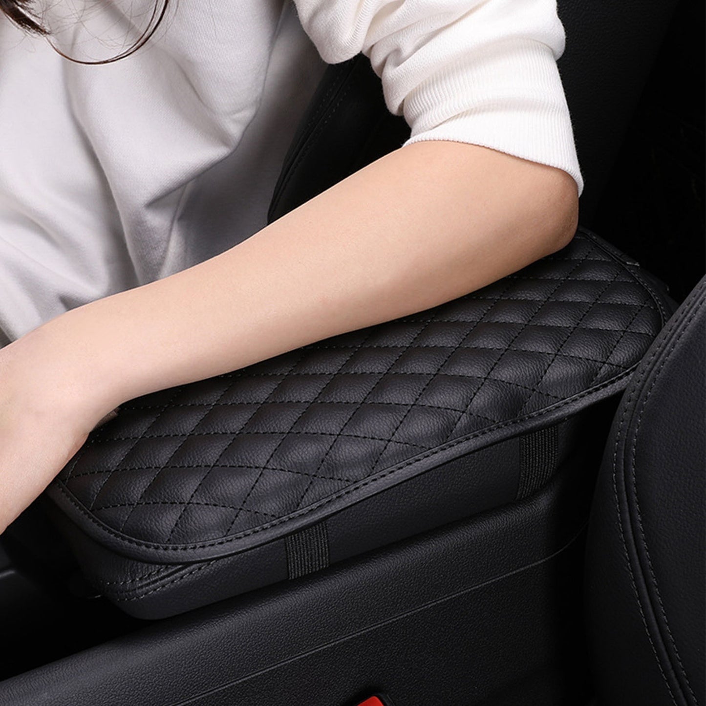 1Pc Car Armrest Pad Cover PU Leather Auto Center Console Seat Box Cover Protector Car Accessories Armrest Cushion Pad Fit For Vehicle SUV Truck Car